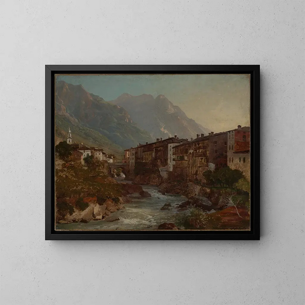 Vista su Chiavenna - Johann Wilhelm Schirmer — quadro incorniciato alla parete