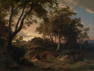 Johann Wilhelm Schirmer - Der Abend Die Bergung des verletzten Wanderers durch den barmherzigen Samariter.webp