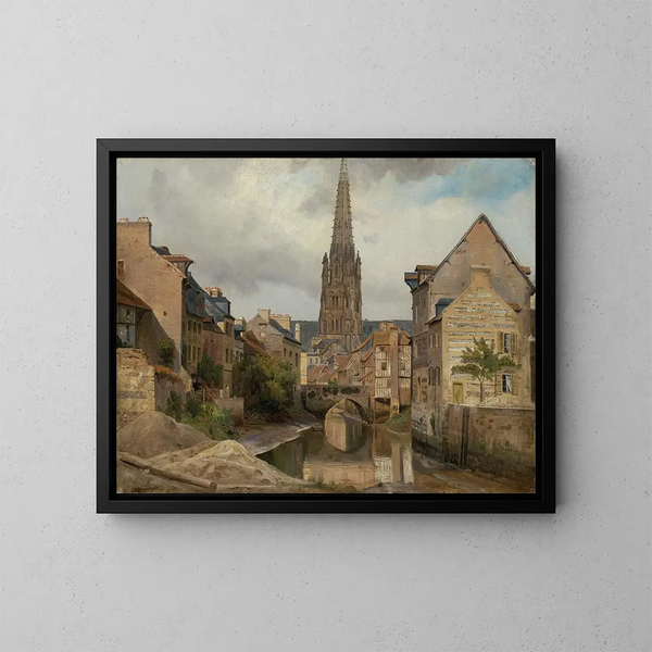 Vista di Saint-Martin a Harfleur vicino al Havre - Johann Wilhelm Schirmer — quadro incorniciato alla parete