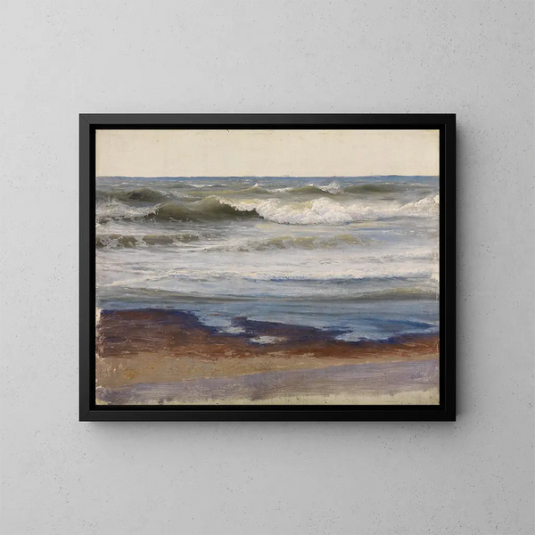 Rottura del mare sulla costa della Normandia - Johann Wilhelm Schirmer — quadro incorniciato alla parete