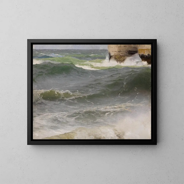Studio marino a Étretat con scogli a destra - Johann Wilhelm Schirmer — quadro incorniciato alla parete