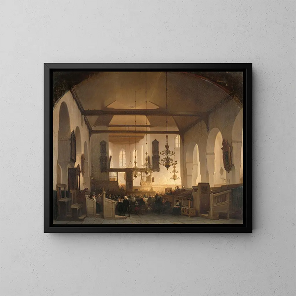 Un servizio alla Geertekerk di Utrecht - Johannes Bosboom — quadro incorniciato alla parete