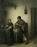 a woman cutting bread - Johannes Christiaan Janson — artwork view