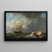 Navi in un Mare Agitato - Johannes Christiaan Schotel — quadro incorniciato alla parete
