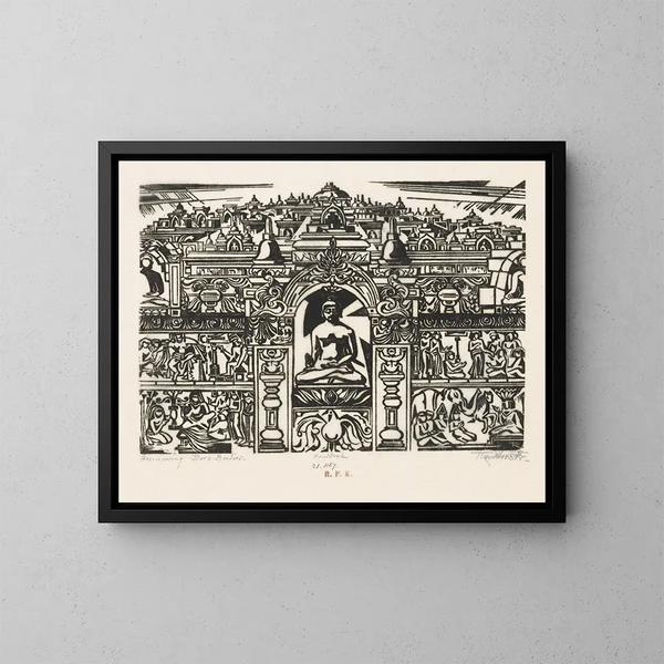 Seitenansicht des Borobudur - Johannes Frederik Engelbert ten Klooster — gerahmtes Bild an der Wand