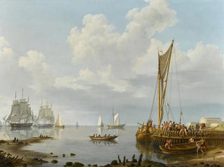 Johannes Hermanus Koekkoek - Shipping in a Calm Estuary.webp