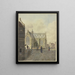 Église près d'un pont, un mendiant boiteux près d'une dame - Johannes Huibert Prins — framed artwork on a wall