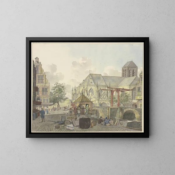 Tür des Entladebereichs bei einer Kirche mit Zollamt - Johannes Huibert Prins — gerahmtes Bild an der Wand