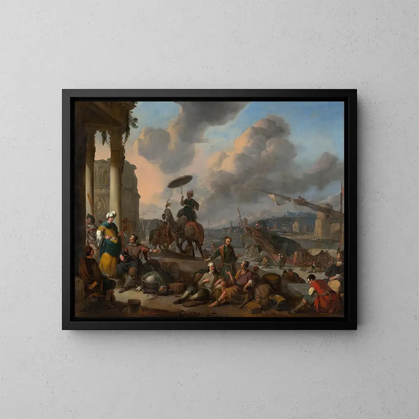 Port sur la Méditerranée - Johannes Lingelbach — gerahmtes Bild an der Wand