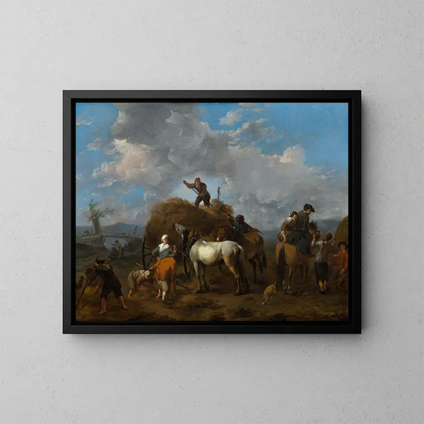La Fauche des foins - Johannes Lingelbach — gerahmtes Bild an der Wand