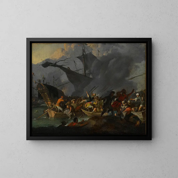 Die Schlacht von Lepanto 1571 - Johannes Lingelbach — gerahmtes Bild an der Wand