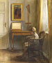 Interno con una ragazza che legge vicino alla finestra - Johannes Ottesen — vista dell’opera