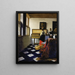 Die Dame am Virginal mit einem Herrn beim Musikunterricht - Johannes Vermeer — gerahmtes Bild an der Wand