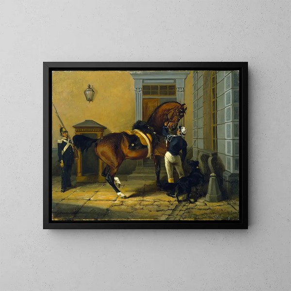 Gentilhomme, das Lieblingspferd von König Karl XV. von Schweden - John Arsenius — gerahmtes Bild an der Wand