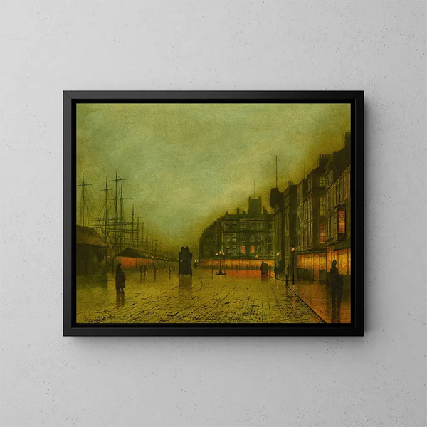 Les docks de Liverpool - John Atkinson Grimshaw — gerahmtes Bild an der Wand
