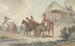 Cavaliers traversant un ruisseau, rassemblés par un trompettiste - John Augustus Atkinson — artwork view