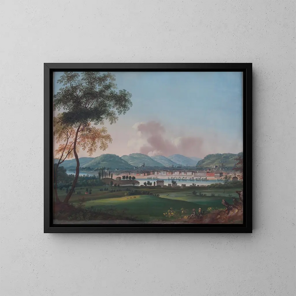 Cincinnati Gemälde Ansicht von den Kasernen in Newport - John Caspar Wild — gerahmtes Bild an der Wand