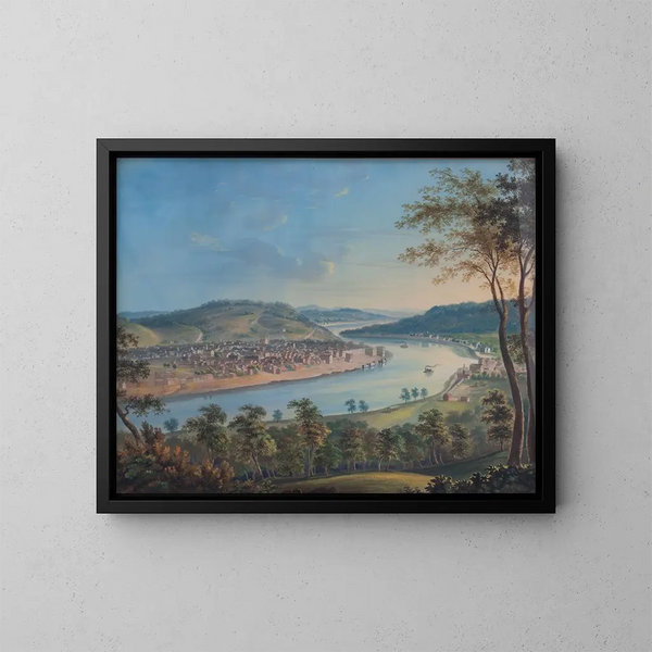 Ansicht von Cincinnati vom Covington aus - John Caspar Wild — gerahmtes Bild an der Wand