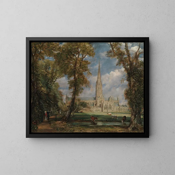 Kathedrale von Salisbury aus den Bischofsgärten - John Constable — gerahmtes Bild an der Wand