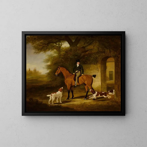 Un cavallo da caccia marrone montato da Robert Day - John Ferneley — quadro incorniciato alla parete