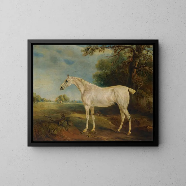 Il cavallo grigio mangiato dalle pulci del marchese di Huntly - John Ferneley — quadro incorniciato alla parete