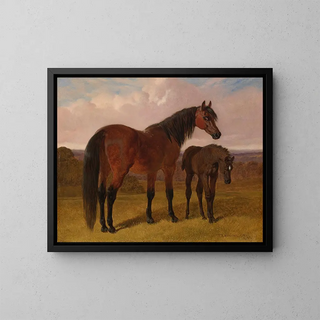 John Frederick Herring Snr - A mare and foal in a landscape.webp