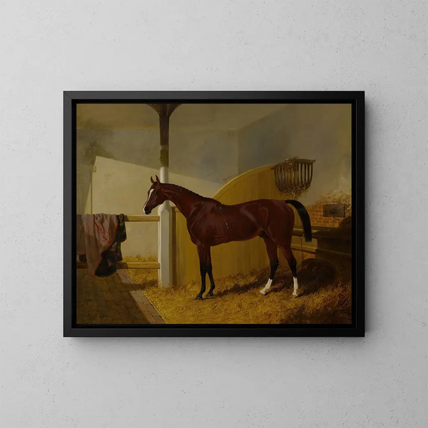 Orlando del colonnello Peel in una scuderia - John Frederick Herring l'Ancien — quadro incorniciato alla parete