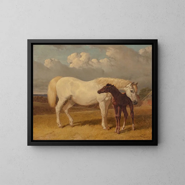 Giumenta e puledro - John Frederick Herring l'Ancien — quadro incorniciato alla parete