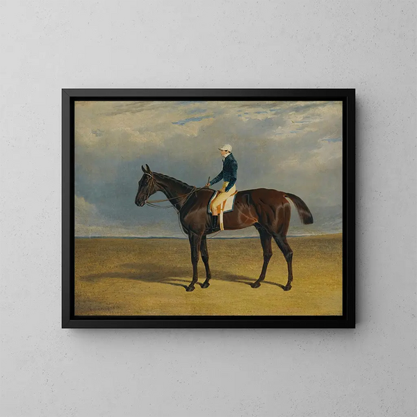 Margrave, un cavallo da corsa baio con il fantino James Robinson a Doncaster - John Frederick Herring il Vecchio — quadro incorniciato alla parete