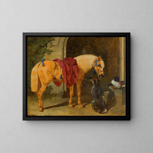 Il cavaliere e il suo destriero - John Frederick Herring l'Ancien — quadro incorniciato alla parete