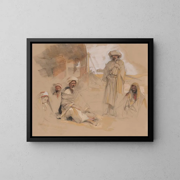 Un accampamento beduino a Gebel Tor nel deserto del Sinai - John Frederick Lewis — quadro incorniciato alla parete