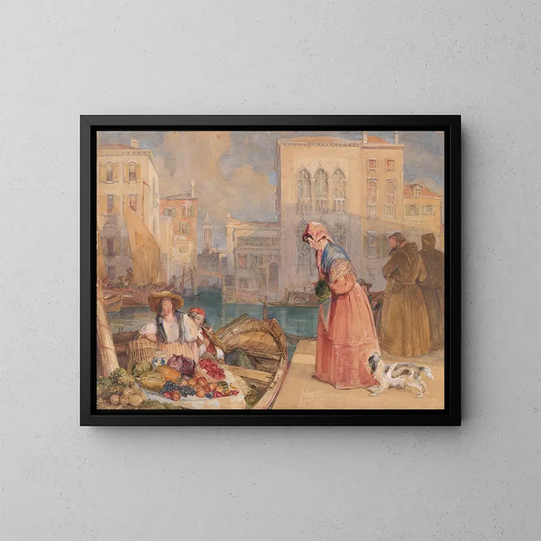 Venditori di frutta su un canale veneziano - John Frederick Lewis — quadro incorniciato alla parete