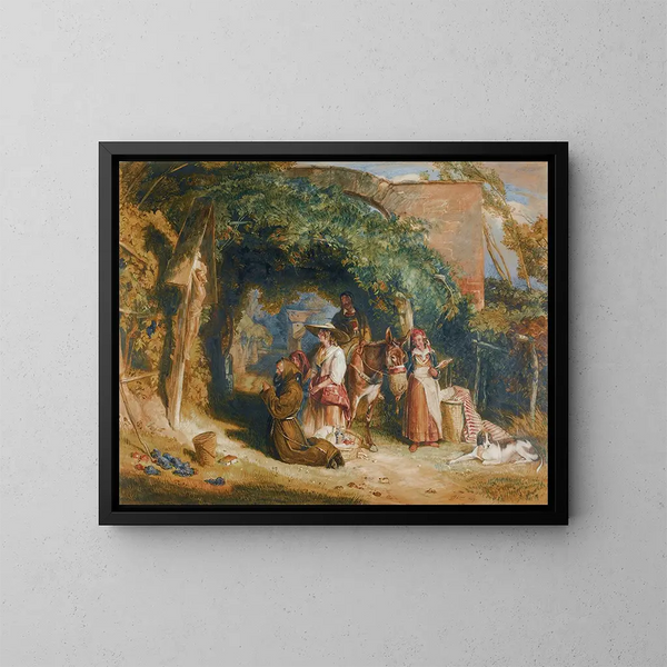 Bauern im italienischen Tirol beim Gebet - John Frederick Lewis — gerahmtes Bild an der Wand