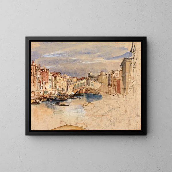 Venedig, der Große Kanal und der Rialto - John Frederick Lewis — gerahmtes Bild an der Wand