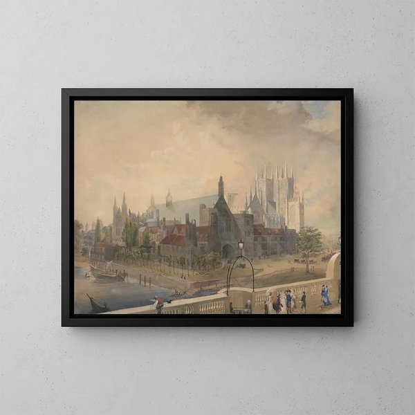 Vista di Westminster Hall e dell'abbazia dal ponte - John Gendall — quadro incorniciato alla parete