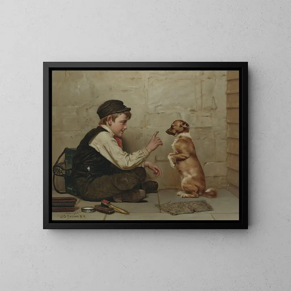 Rimanere immobile - John George Brown — quadro incorniciato alla parete