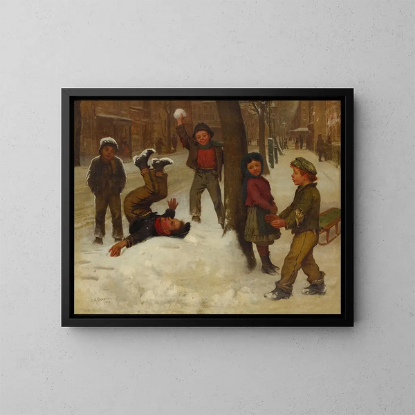 Giochi invernali - John George Brown — quadro incorniciato alla parete