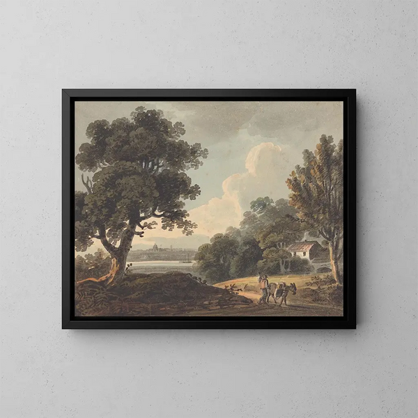Landschaft mit weitem Blick auf London - John Henry Campbell — gerahmtes Bild an der Wand