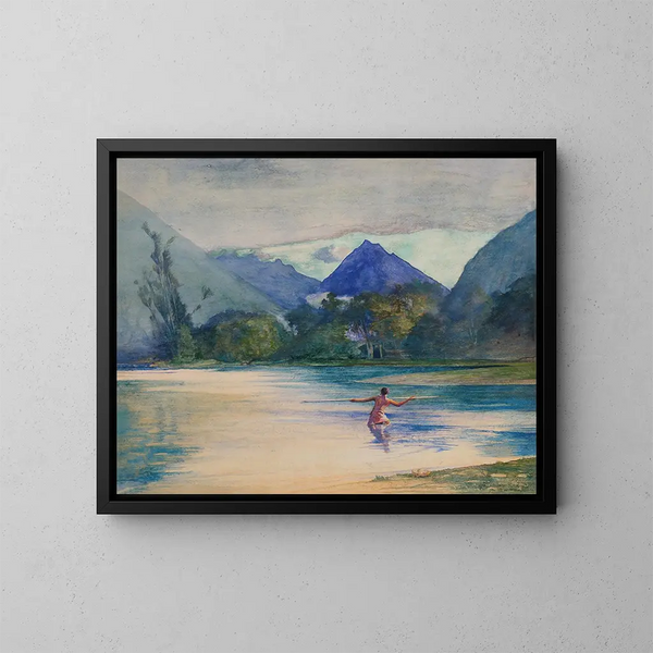 Eingang des Flusses VaiTePiha, Ankerplatz der Köche - John La Farge — gerahmtes Bild an der Wand