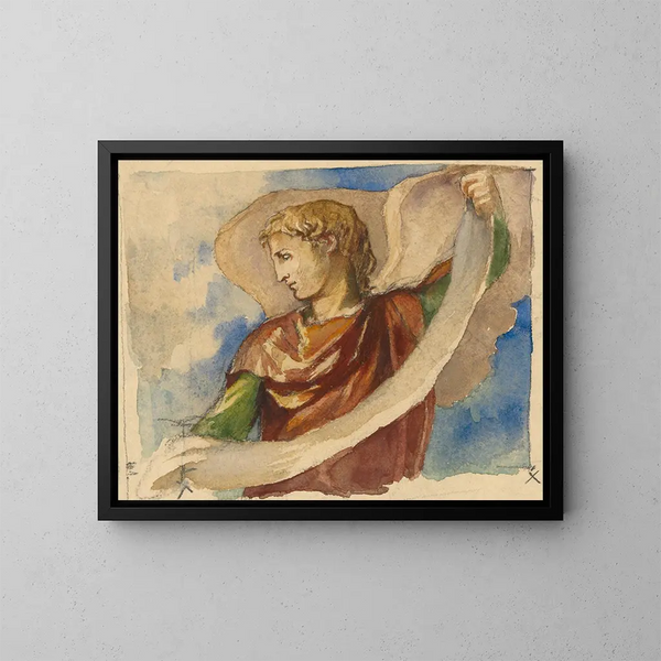 Studie für einen Engel in der Dekoration der Trinitätskirche in Boston - John La Farge — gerahmtes Bild an der Wand