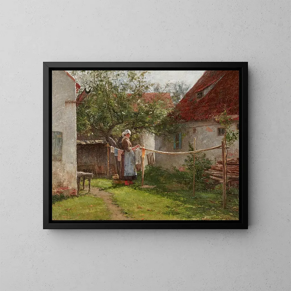 Tag des Waschens in Bayern - John Ottis Adams — gerahmtes Bild an der Wand