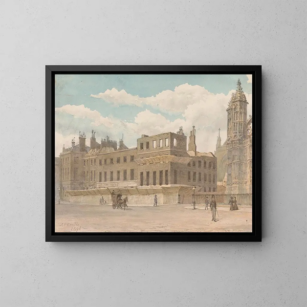 Case adiacenti all'abbazia di Westminster in fase di demolizione - John Phillipps Emslie — quadro incorniciato alla parete