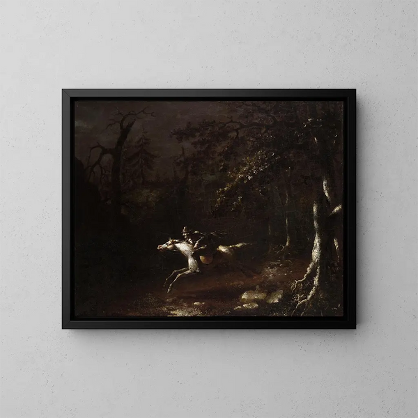 Ichabod Crane che fugge dal cavaliere senza testa - John Quidor — quadro incorniciato alla parete