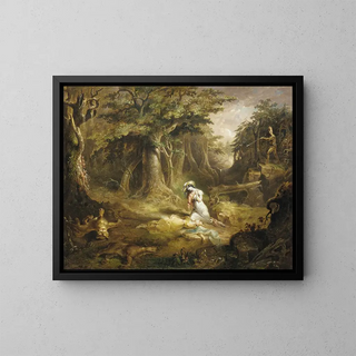 Der Rettung von Leatherstocking - John Quidor — gerahmtes Bild an der Wand