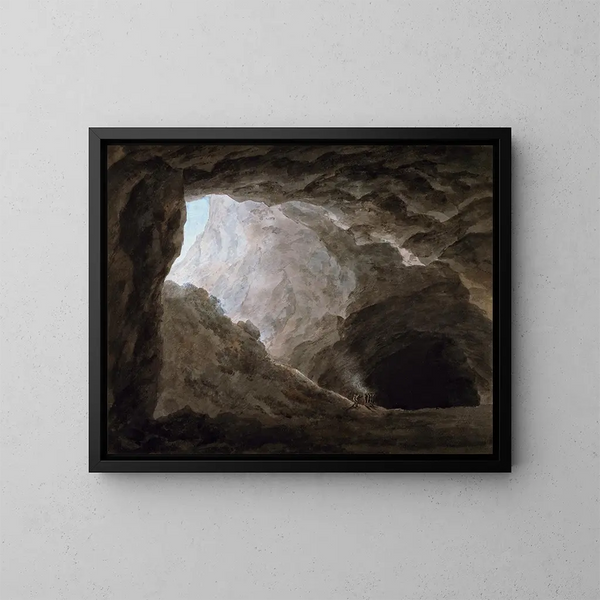 Una grotta nella campagna - John Robert Cozens — quadro incorniciato alla parete