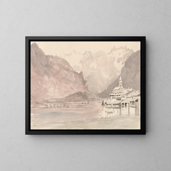 Paesaggio di montagna svizzero - John Ruskin — quadro incorniciato alla parete