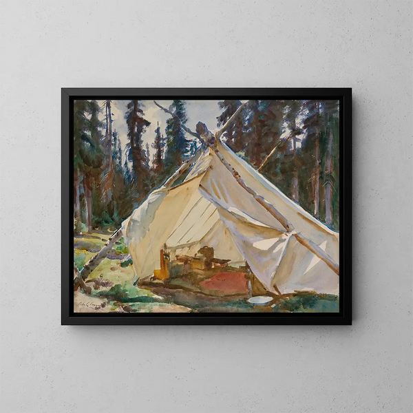 Una tenda nelle Montagne Rocciose - John Singer Sargent — quadro incorniciato alla parete