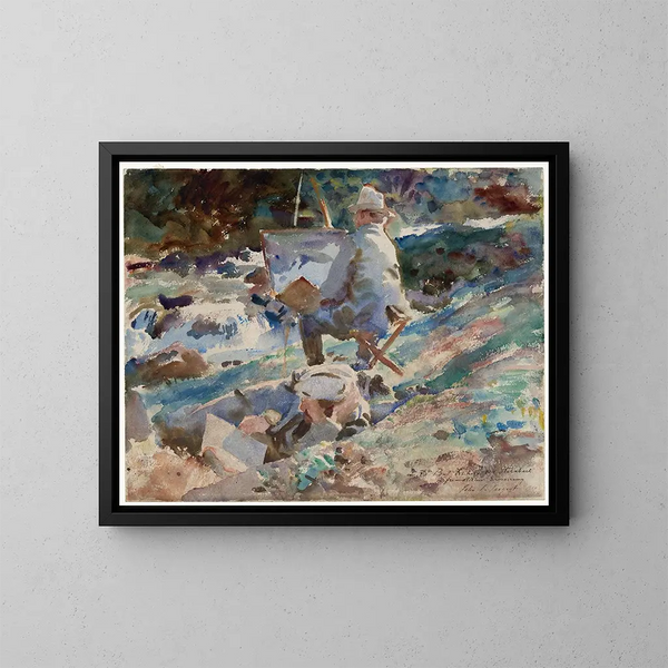 Un artista al suo cavalletto - John Singer Sargent — quadro incorniciato alla parete
