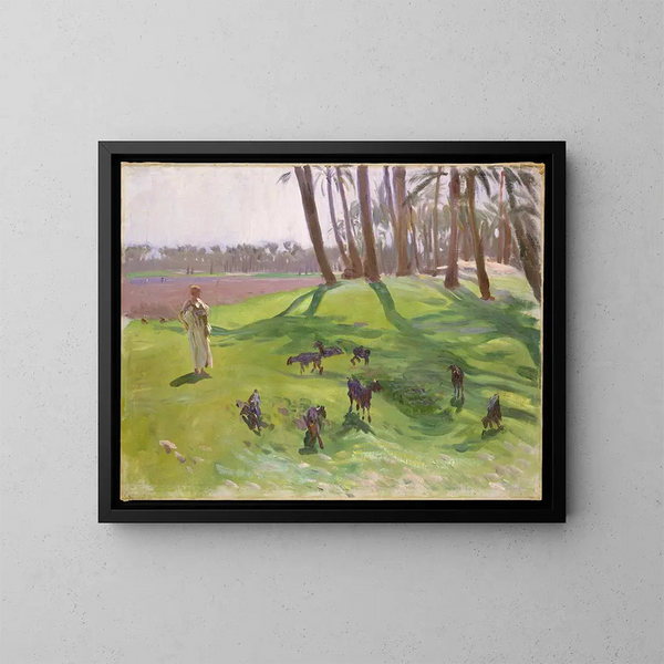 Landschaft mit einem Ziegenhirten - John Singer Sargent — gerahmtes Bild an der Wand