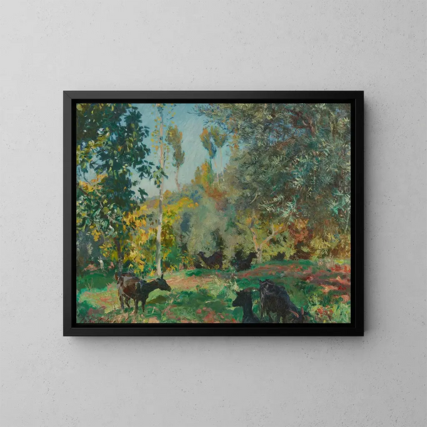Landschaft mit Ziegen - John Singer Sargent — gerahmtes Bild an der Wand